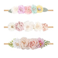 Baby Girl Nylon Headbands Flower Hair Bows Accessories-Elastic Hair Band Crown Handmade FLoral Wraps Birthday Gifts for Girls Newborn Infant Toddler 3Pcs
