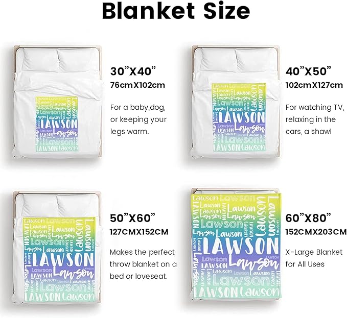 Dr.TOUGH Personalized Blankets with Name Customized Baby Blankets for Girls Boys Adults Monogrammed Blankets and Throws Christmas Birthday Mothers Valentines Day Gift (Z-Colorful 03, 50''×60'')