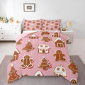 Feelyou Christmas Comforter Set Full Size Gingerbread Man Bedding Set for Kids Boys Girls Snowflake Duvet Quilt Xmas Tree Bedroom Decor Microfiber 3 Pcs with 2 Pillow Cases