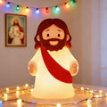 Little Jesus Night Light Mini Jesus Silicone Lamp Dimmable Nursery Nightlight for Kids Rechargeable Bedside Touch Lamp Perfect for Christmas, Easter and Baptism Gifts (Red)