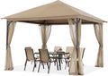ABCCANOPY Outdoor Patio Gazebo 11x11 - Single Roof Canopy with Mosquito Netting for Backyard, Deck, Garden, Lawn, Khaki