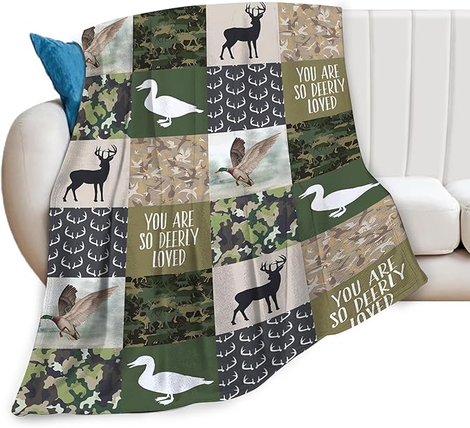 Deer & Duck Hunting Throw Blanket - Soft, Warm, Cozy Fleece for Women & Men, Adults - Couch, Sofa, Bed - 60"x80"