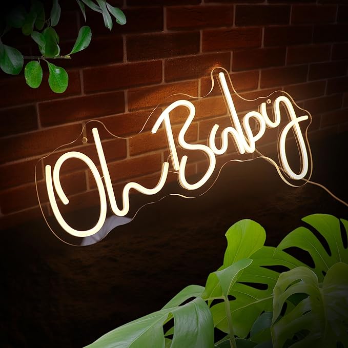 Oh Baby Sign for Wall Decor Led Neon Lights for Teen Bedroom Decor Art Light Up Letters Oh Baby Neon Neon Signs for All Party Room Decorations USB 5v 21.7x10 Inch (warm white)