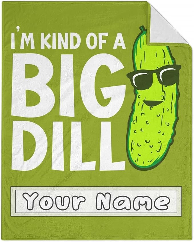 Custom Pickle Throw Blanket for Teen - 50x60 Inches Throw Size - Soft Fluffy Cozy Blankets Gift - Green Funny Blanket Throws for Living Room Decorative