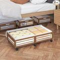 Bamboo Underbed Storage Containers with Wheels & Bag 2 Pack, Large Under Bed Rolling Storage Bins Wood Under Bed Clothes Storage Stackable Drawers for Bedroom Closet Under Crib Toy(Walnut)