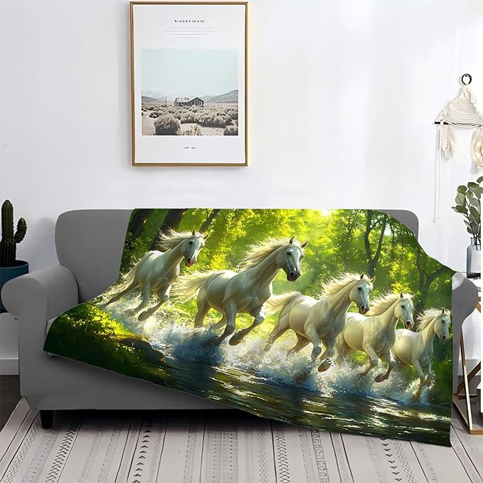 Tijuboni Horses Throw Blanket Horse Gifts for Girls Boys Women Men Kids Adults Soft Flannel Fleece Blanket for Couch Sofa Bed Home Decor 60"x80"