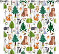 Jungle Animal Curtains, Woodland Animals Forest Pattern Blackout Window Treatments, Rod Pocket Thermal Insulated Drapes 2 Panel Sets for Kids Room Nursery Classroom, 84" W X 84" L