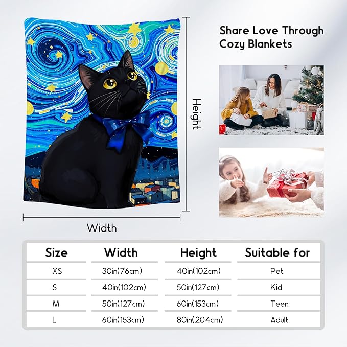 Kids Blanket - Cat Blankets for Cat Lovers - Lightweight Flannel Soft Cute Throws Gifts for Room Decor/Bed/Sofa - 60"x80"