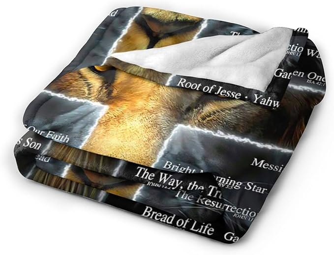 Tijuboni Christian Lion Throw Blanket Religious Gifts for Women Men Girls Boys Kids Adults Soft Flannel Fleece Blanket for Couch Sofa Bed Home Decor 40"x50"