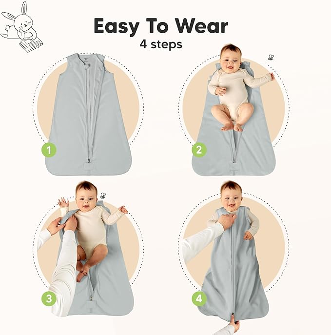 2-Pack Baby Sleep Sacks,Zipper Wearable Blanket - 0.5TOG Organic Cotton,Lightweight,Soft Cozy Toddler Sleeping Sack 6-12 months, Easy to Wear Large Newborn Transition Swaddles Sleepsacks (Toasty)