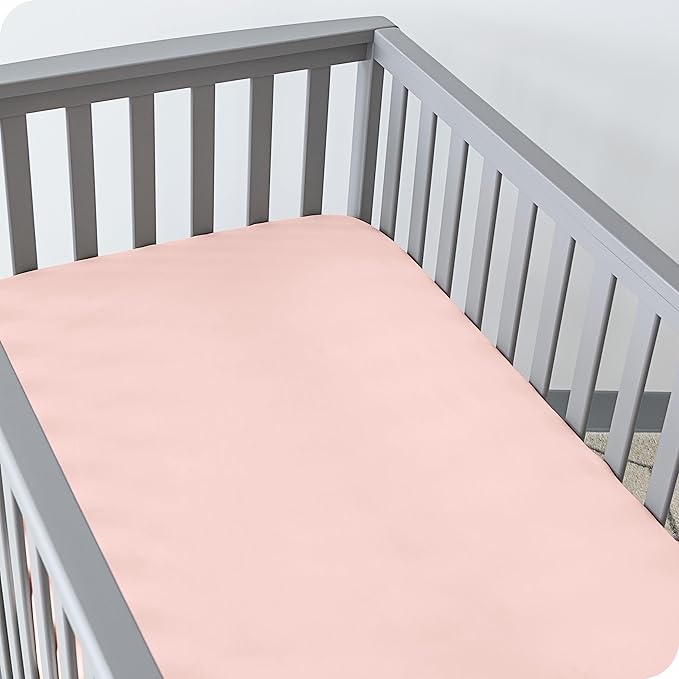 Bare Home 2-Pack Fitted Crib Sheets - Premium 1800 Ultra-Soft Microfiber - Breathable - Baby Sheet - for Boys & Girls - Fits Standard Crib and Toddler Mattresses (Pink Slipper/White)