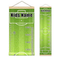 Personalized Kids Name Growth Chart Ruler for Wall Wood Frame Height Measure Chart 13.4x56 in Linen Hanging Height Growth Chart Football Field Kids Room Decor