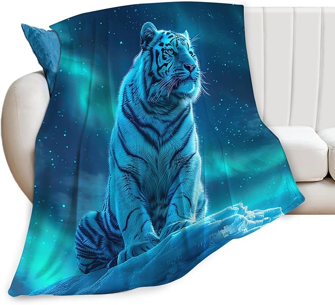 Tijuboni White Tiger Throw Blanket Tiger Gifts for Girls Boys Women Men Kids Adults Soft Flannel Fleece Blanket for Couch Sofa Bed Home Decor 40"x50"