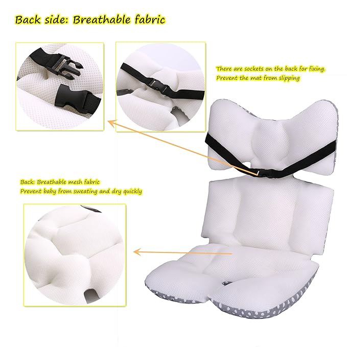 Baby Seat Pad Liner for Stroller–Soft and Breathable，3D Air Mesh Cotton Universal Baby Stroller Cushion (Pink Cross)