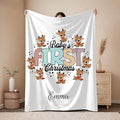 Personalized Baby's First Christmas Blanket, Custom Reindeer Baby Name Christmas Blanket, Soft Fleece Or Sherpa Throw, Baby Shower, Made in USA