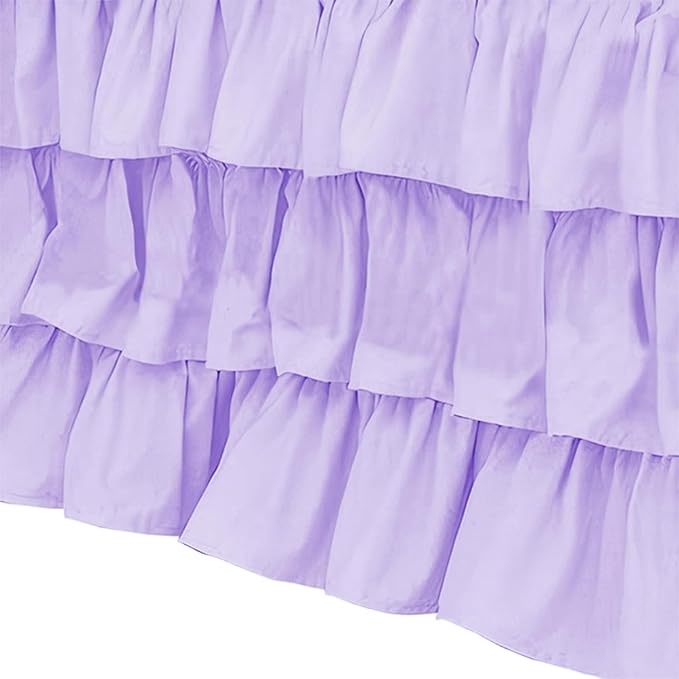 Ruffled Crib Bed Skirt: 3 Tiered Ruffled Crib Skirt Baby Girl Nursery Toddler Bedding Dust Ruffle, 17.7" Deep Drop- Fits Standard Cribs,28"x 52" (Purple)