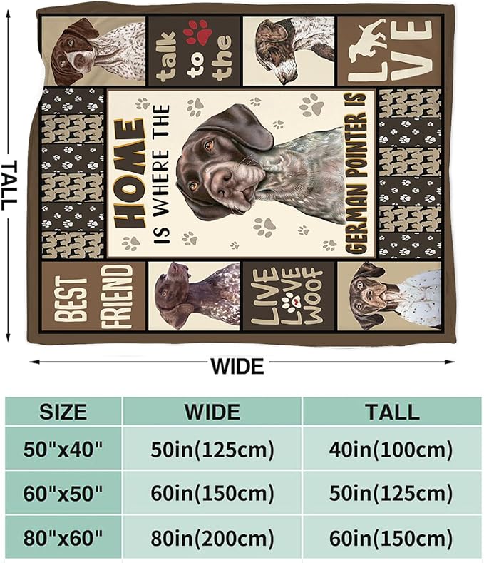 Tijuboni German Shorthaired Pointer Throw Blanket Dog Gifts for Girls Boys Women Men Kids Adults Soft Flannel Fleece Blanket for Couch Sofa Bed Home Decor 50"x60"