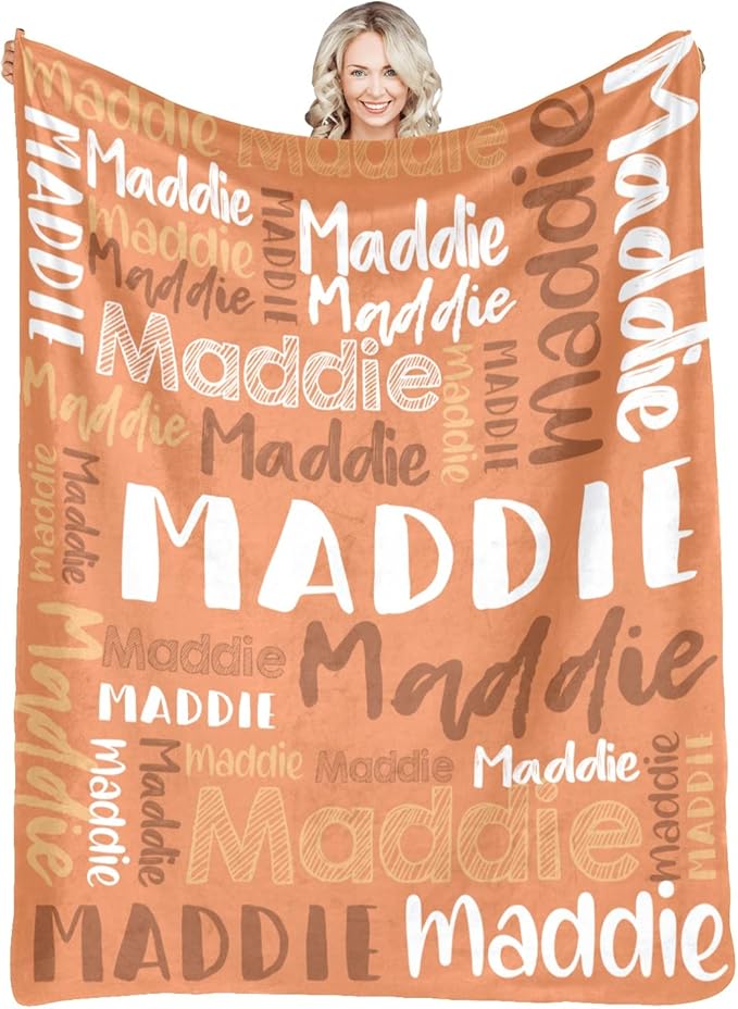 Dr.TOUGH Personalized Blankets with Name Customized Baby Blankets for Girls Boys Adults Monogrammed Blankets and Throws Christmas Birthday Mothers Fathers Valentines Day Gift (Dark-Orange,60''×80'')