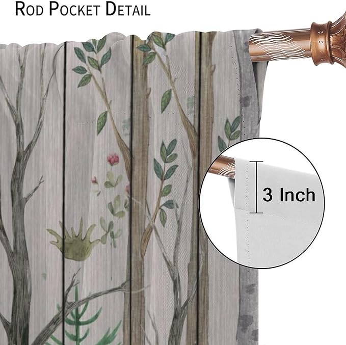 Forest Animal Curtains,Winter Dry Branches Pine Tree Moose Bear Animal Print Curtains for Children Boys and Girls Bedroom Living Room 52x84in