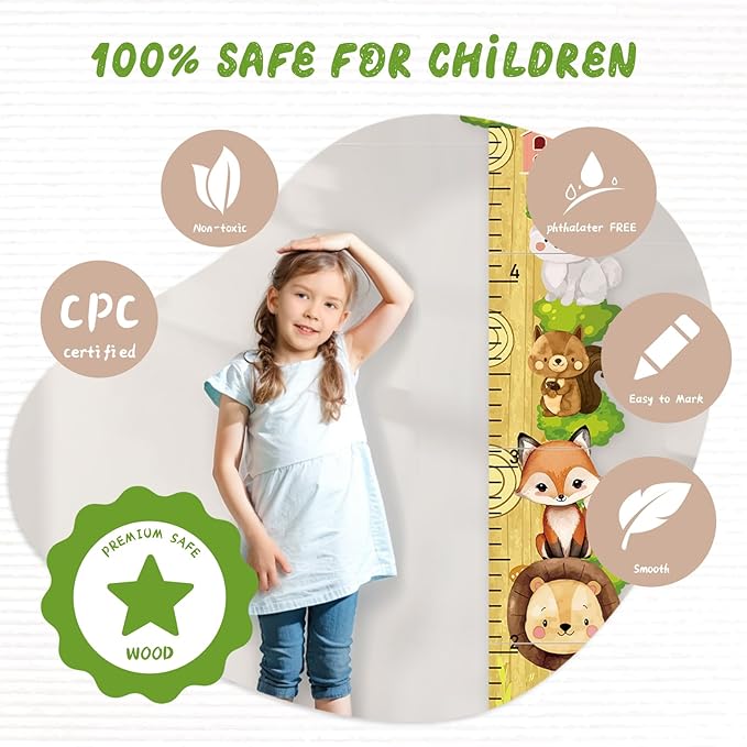 Personalized Name Growth Chart for Wall, Forest Animal Stack Wooden Height Chart, Boy Girls Height Chart Growth Measuring Ruler, Christmas Birthday Gift for Boys and Girls