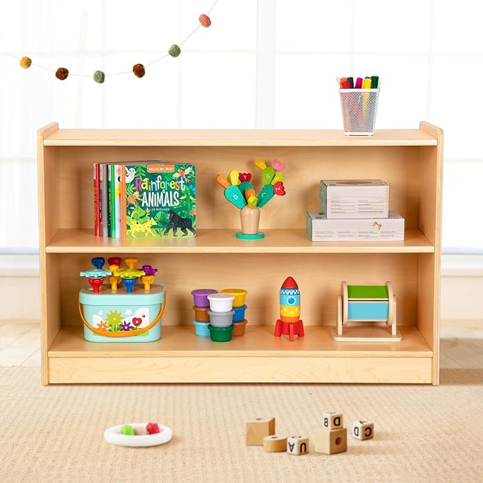OOOK Montessori Shelf, Toy Organizers and Storage, 2-Tier Toddler Bookshelf Suitable for Classroom, Kindergarten, Kids Room, Playroom and Daycare Center