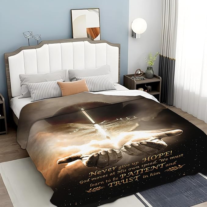 Tijuboni Christian Throw Blanket God Religious Gifts for Women Men Girls Boys Kids Adults Soft Flannel Fleece Blanket for Couch Sofa Bed Home Decor 40"x50"