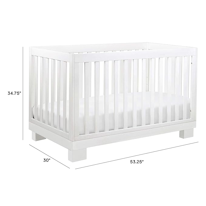 Babyletto Modo 3-in-1 Convertible Crib with Toddler Bed Conversion Kit in White, Greenguard Gold Certified