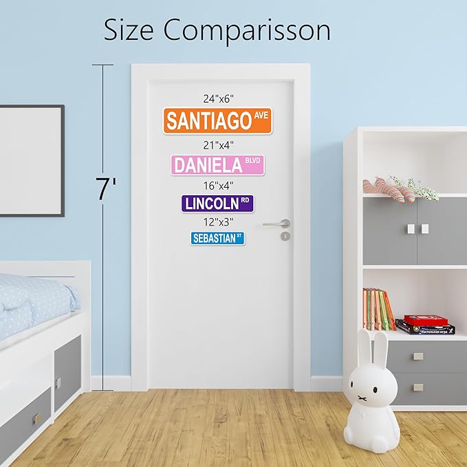 Custom Street Signs in Aluminum. Personalized Road Sign 24x6 in metal, with Your Own Custom Text, Size & Color. Ideal for Kids Room, Mancave Decor for Dad or mom outdoor garden