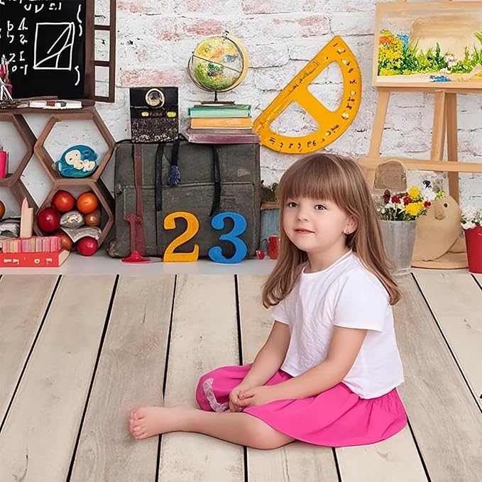 Kate Retro Wood Floor Mat Light Brown Photography Rubber Wooden Wall Mats Floor Drops for Newborn Photography Props 5x4ft