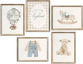 zxcvbn888 5Pcs Vintage Nursery Wall Art Vintage Blue Canvas Posters Bear Pictures Hot air balloon Toddler Art Prints Long Live Boyhood Wall Decor for Boy Nursery Baby Bedroom Kids Unframed
