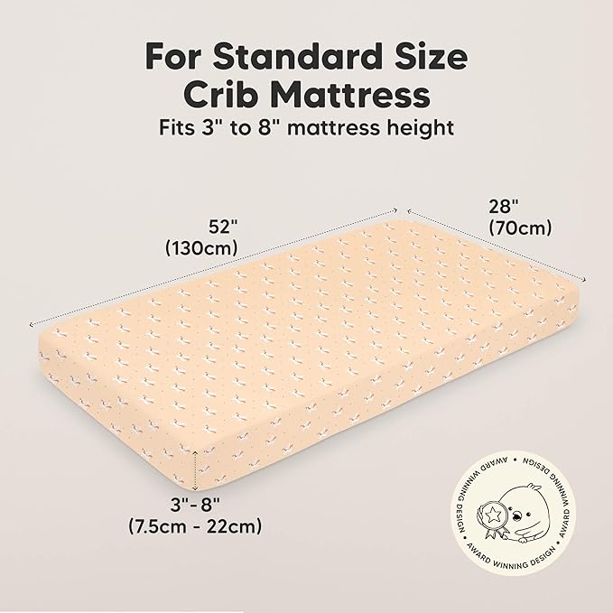 KeaBabies 2-Pack Organic Crib Sheets for Boys, Girls - 52x28 Fitted Crib Mattress Sheet Neutral, Breathable Jersey Cotton Cover for Baby Bed, Toddler Mattress, Soft & Cute Prints (Lune Mystic)
