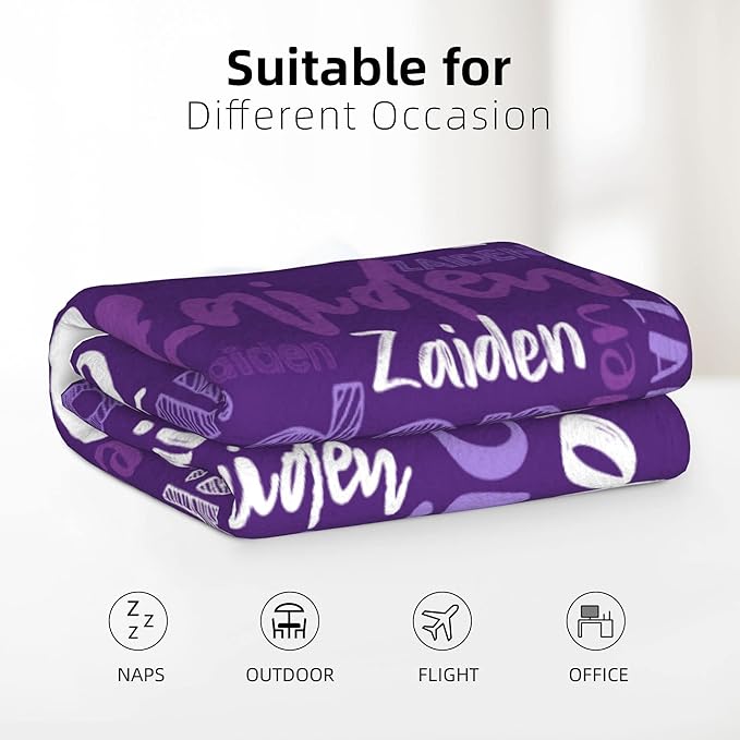 Dr.TOUGH Personalized Blankets with Name Customized Baby Blankets for Girls Boys Adults Monogrammed Blankets and Throws Christmas Birthday Mothers Fathers Valentines Day Gift (Purple,50''×60'')