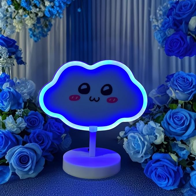 Blue Cloud Neon Night Light USB/Battery Dual Power Supply Touch LED Neon Sign Night Lights, Children's Room/Desk Atmosphere Light