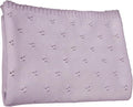 Baby Knit Blanket, 100% Cotton Eyelet Patterns, Soft, Cozy, Lightweight Swaddle for Newborn & Infant Swaddling Beige Neutral, Perfect Baby Shower Ideas Lilac 28x36