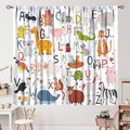 Alphabet Kids Learning Curtains Cartoon Animal Baby Boys Child Educational Curtain with Rod Pocket for Bedroom Nursery Home Decor Drapes Window Treatments 2 Panels Set 42" W X 54" L