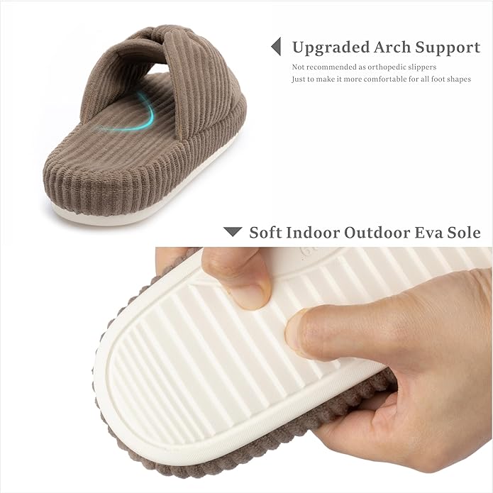 Chantomoo Slippers for Women Memory Foam House Bedroom Corduroy Bow Crossbands Slipper Shoes Comfy Trendy Gift Slippers