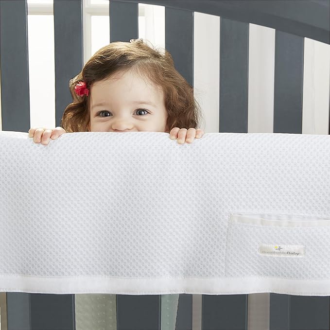 BreathableBaby Breathable Mesh RailGuard Teething Cover — 51” Long Panel (1) — Fits Most Full-Size and Does Not Fit Mini Cribs — Use with Coordinating Short Panels - Ecru