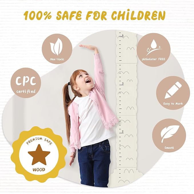Personalized Name Height Chart for Wall, Alpaca Wood Growth Chart, Height Measurement for Wall Girls Boys Teen Room Wall Decor 63" x 15.7"