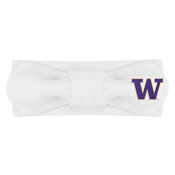 Creative Knitwear Washington Huskies Infant Girls White Solid Hair Knot Headband Embroidered Logo - Size Newborn - 4T
