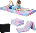 MeMoreCool Glow Rainbow Unicorn Foldable Floor Mattress for Kids, Trifold Nap Mat for Toddlers, Portable Daycare Sleeping Futon or Floor Bed, 75x25 Inch