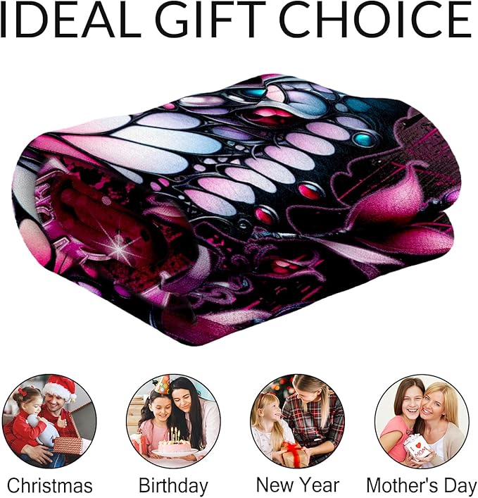 Custom Butterfly Blankets for Girls - 40" x 50" Kids Butterfly Gifts for Girls 4-6 - Fuzzy Cozy Toddler Throw for Sofa, Chair