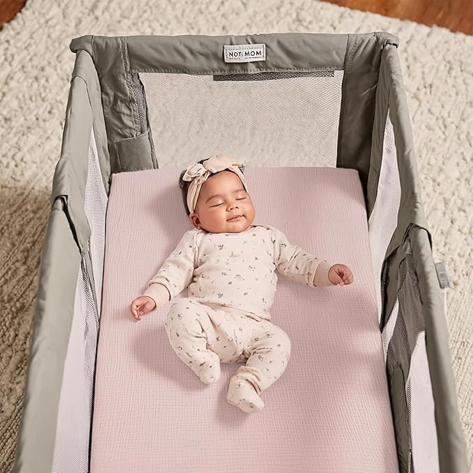 lulumoon Pack and Play Sheets for Girls: Soft Muslin Cotton for Playard Mattress - Stretchy Snug Fit for 4moms Pack n Play