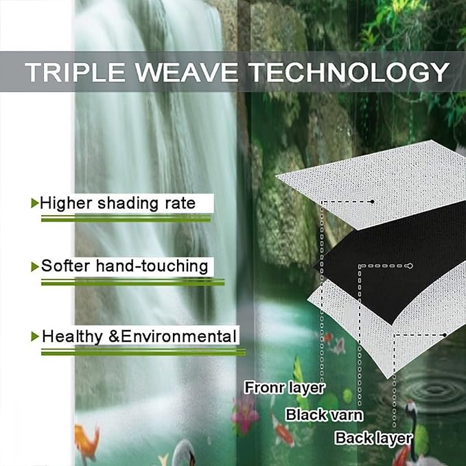Scenery Waterfall Blackout Curtains, China Country Landscapes Nature Pattern Window Drapes, for Bedroom Living Room 72" W X 63" L