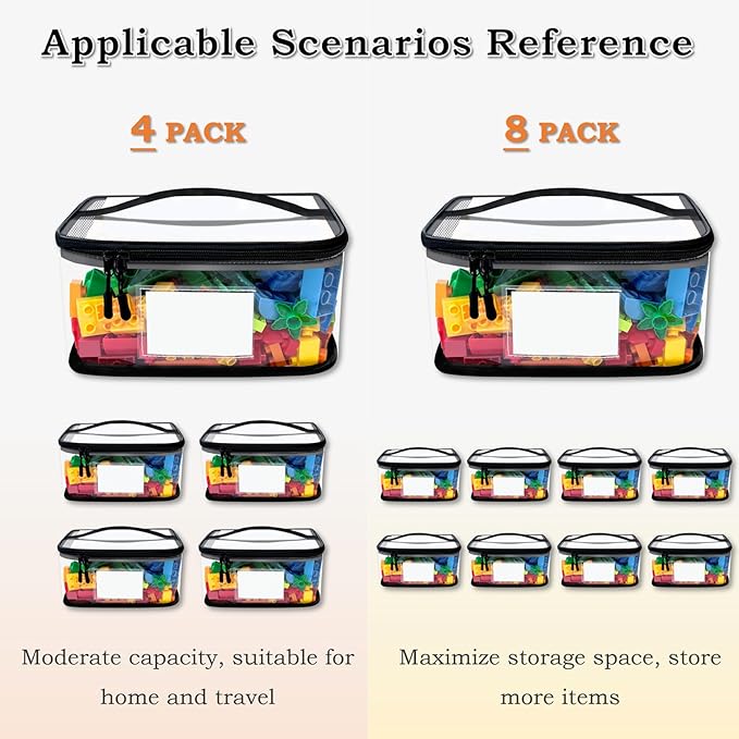 Upgraded Large Toy Storage Organizer, Clear Toy Storage Bags with Label & Manual Pocket for Puzzles, etc. (8PCS)