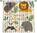 Jungle Animals Curtains Colorful Cute Cartoon Forest Animal Lion Elephant Koala Panda Leaves Kids Bedroom Nursery Bathroom Decor Rod Pocket Blackout 2 Panels 72x63in