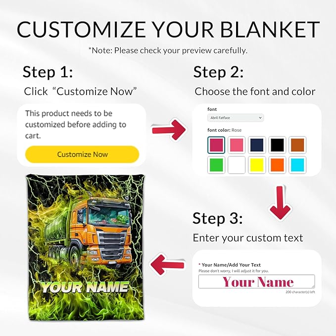Boys Blanket Gifts Custom Garbage Truck Blankets for Toddler, Kids - Warm Lightweight Flannel Throws Stuff for Couch, Sofa & Living Room