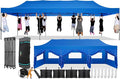 COBIZI 10x30 Pop Up Canopy with 8 Sidewall,Heavy Duty Canopy UPF 50+ All Season Wind Waterproof Commercial Outdoor Wedding Party Tents for Parties Canopy Gazebo with Roller Bag(10 x 30 ft Blue)