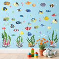60 Pieces Under The Sea Wall Decals, Ocean Fish Large Coral Reef Seaweed Removable Stickers for Kids Baby Boys Bedroom Nursery Living Room Toddler, Peel and Stick Underwater Sea Stickers