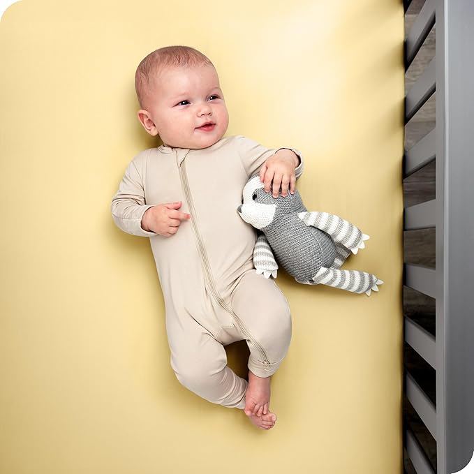Bare Home 2-Pack Fitted Crib Sheets - Premium 1800 Ultra-Soft Microfiber - Breathable - Baby Sheet - for Boys & Girls - Fits Standard Crib and Toddler Mattresses (Morning Sun/Cloud Grey)