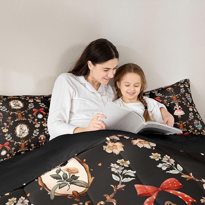 Feelyou Christmas Kids Comforter Set Full Size Nutcracker Bedding Set Soldier Royal Guarder Princess Duvet Quilt for Kids Boys Girls Bedroom Flower Bow Decor Microfiber Ultra Soft Breathable